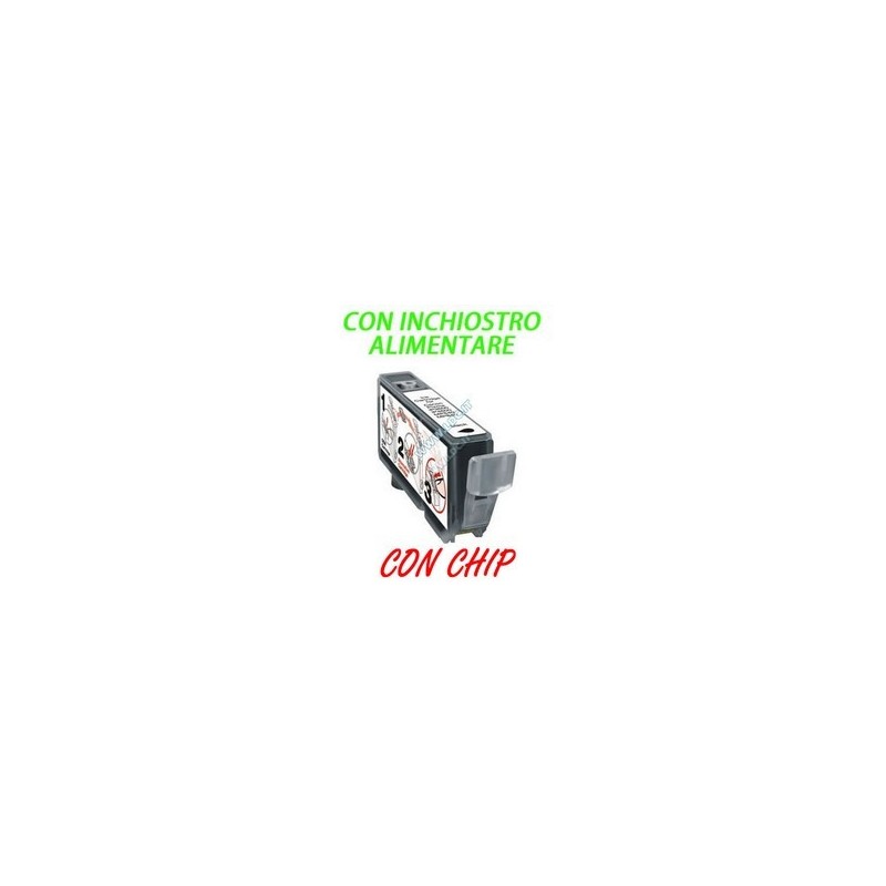 CLI-521Bk CON CHIP CARTUCCIA CON INCHIOSTRO ALIMENTARE COMPATIBILE CA