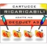 KIT 4 CARTUCCE RICARICABILI PER STAMPANTE DECOJET A3